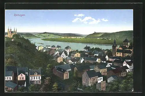 AK Remagen, Blick auf die Stadt am ufer