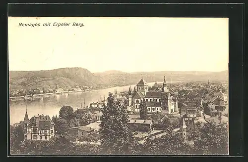 AK Remagen am Rhein, Stadtansicht mit dem Erpeler Berg