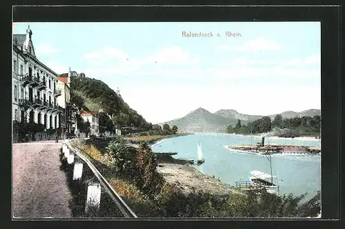 AK Rolandseck am Rh., auf der Promenade am Rheinufer