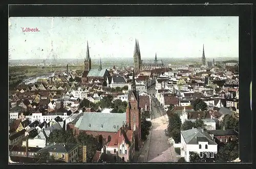 AK Lübeck, Blick über die gesamte Stadt