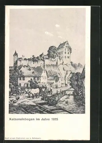 AK Katzenelnbogen, Ortsansicht von 1835