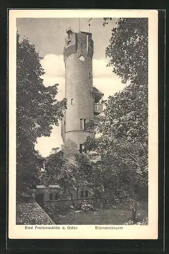 AK Bad Freienwalde a. O., Bismarckturm im Wald