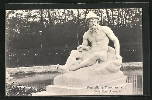 AK München, Ausstellung 1908, Erwin Kurz Flussgott