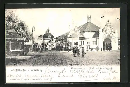AK Düsseldorf, Ausstellung 1902, Hauptstrasse mit Blick auf die Industriehalle