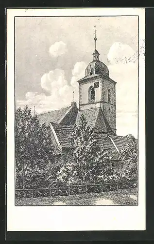 Künstler-AK Gochsheim / Ufr., Kirche