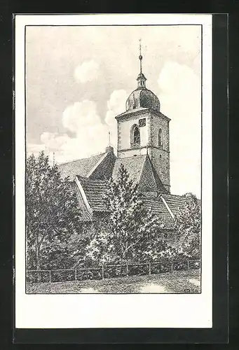 Künstler-AK Gochsheim / Ufr., Kirche
