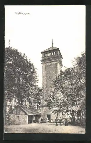 AK Zwingenberg / Hessen, Gasthaus und Aussichtsturm auf dem Melibocus