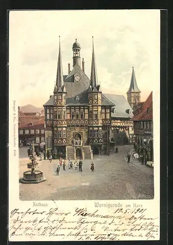 AK Wernigerode / Harz, Rathaus aus der Vogelschau