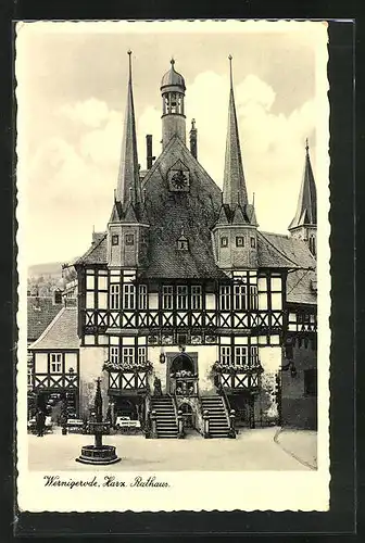 AK Wernigerode / Harz, Rathaus aus der Vogelschau