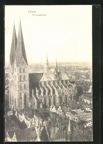 AK Lübeck, Marienkirche aus der Vogelschau