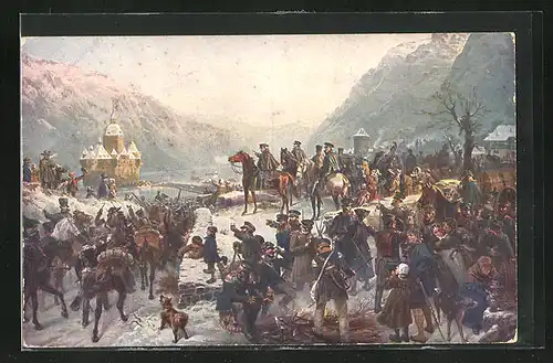 AK Caub, Rheinübergang der 1. schlesischen Armee unter Blücher 1814