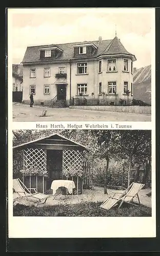 AK Wehrheim / Taunus, Hofgut Haus Harth, Aussen- und Gartenansicht