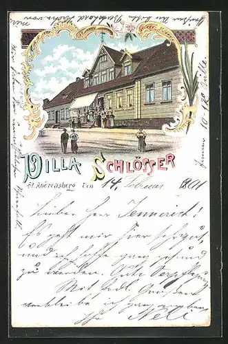 Lithographie St. Andreasberg, Hotel Villa Schlösser