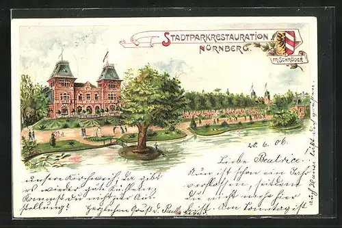 Lithographie Nürnberg, Stadtparkrestaurant Fr. Schröder