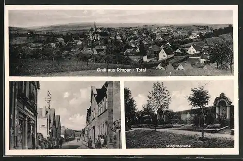 AK Rimpar, Kriegerdenkmal, Ortsansicht, Totale