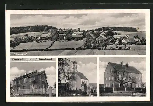AK Konradshofen / Schwaben, Forstamt, Kirche, Pfarrhof, Gesamtansicht