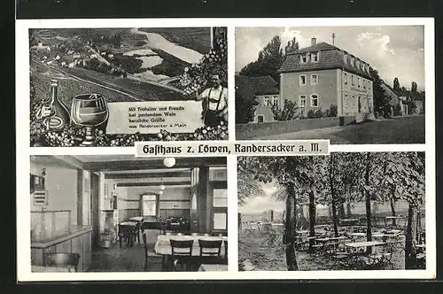 AK Randersacker / Main, Gasthaus zum Löwen, Mehrfachansichten und Ortspanorama