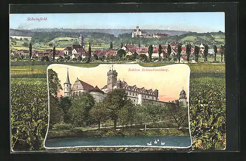AK Scheinfeld, Schloss Schwarzenberg und Ortspanorama