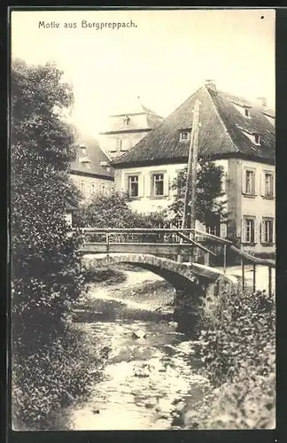 AK Burgpreppach, Idylle an der kleinen Flussbrücke