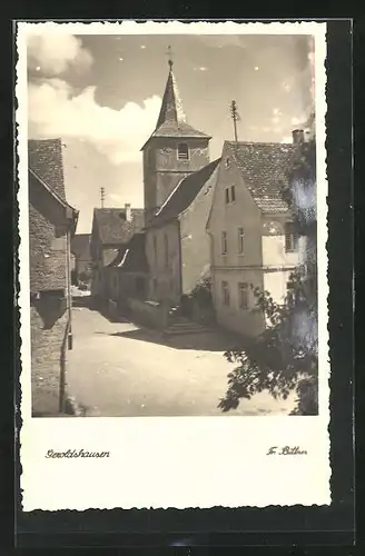 AK Geroldshausen, Ortspartie am Kirchturm