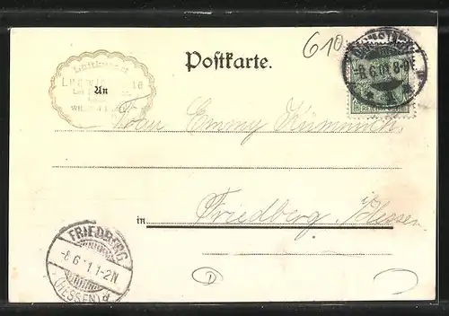 Lithographie Darmstadt, Gasthaus Ludwigshöhe und Aussichtsturm
