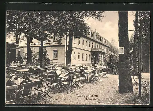 AK Langensalza, Kurhotel Schwefelbad mit Gartenterrasse