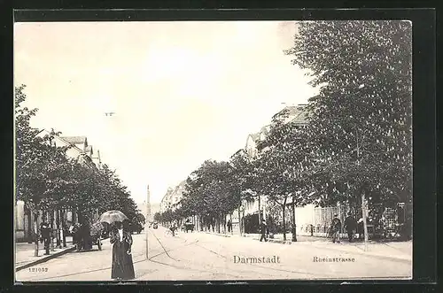 AK Darmstadt, Blick in die Rheinstrasse