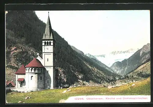 AK Göschenen, Kirche und Dammagletscher