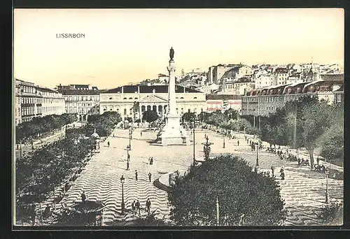 AK Lissabon, Stadtplatz mit Säule