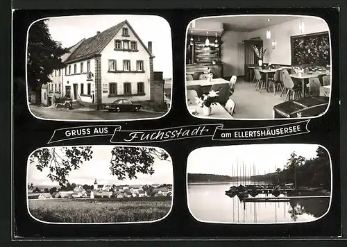AK Fuchsstadt, Gasthaus Ellertshäuser-See, Panorama und See-Idylle