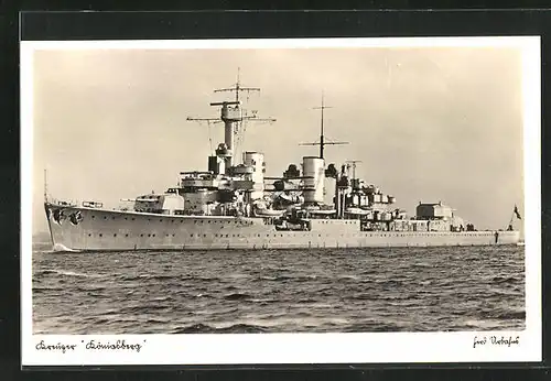 AK Kreuzer Königsberg auf See