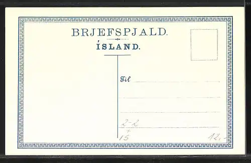 AK Briefmarken Islands mit Porträt König Christian IX. von Dänemark, Wappen, Landkarte