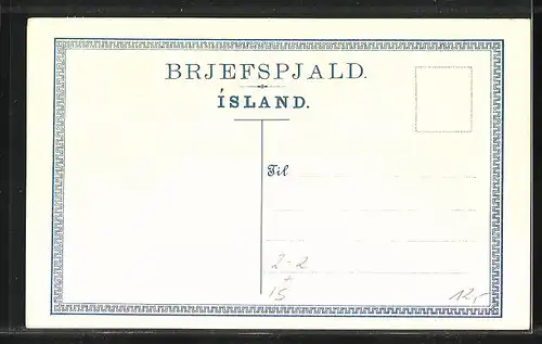 AK Briefmarken Islands mit Porträt König Christian IX. von Dänemark, Wappen, Landkarte