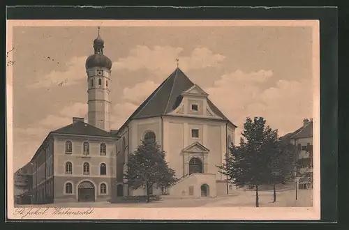 AK Dachau, St. Jakob, Kirche mit Westansicht