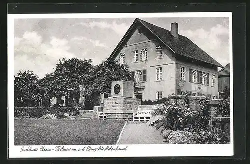 AK Rinteln, Gasthaus Reese-Todenmann mit Dingelstedtdenkmal