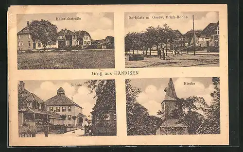 AK Hänigsen, Heinrichstrasse, Kirche, Dorfplatz mit Gasthaus Brink-Rohde