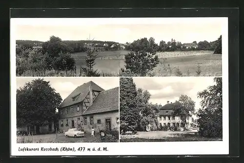 AK Rossbach / Rhön, Gasthaus Zum schwarzen Adler, Ortspanorama