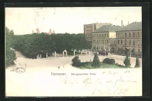 AK Hannover, Königsworther-Platz mit Strassenbahn