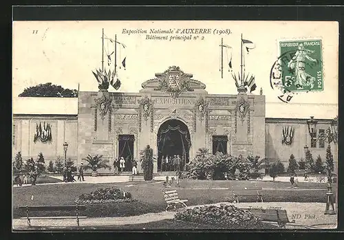 AK Auxerre, Exposition Nationale 1908, Batiment principal no. 2