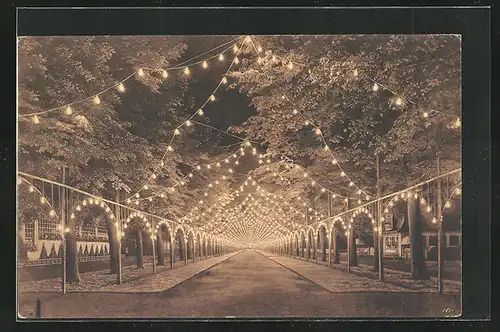 AK Dresden, Intern. Hygiene-Ausstellung 1911, Illumination der Herkulesallee