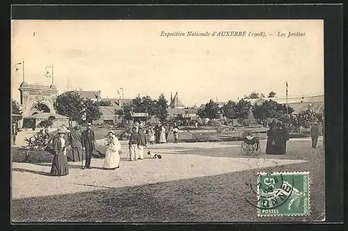 AK Auxerre, Exposition Nationale 1908, les Jardins