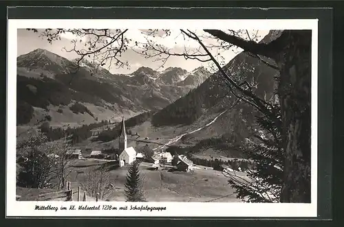 AK Mittelberg / Walsertal, Ortsansicht mit Schafalpgruppe