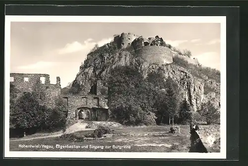 AK Hohentwiel /Hegau, Eugenbastion und Eingang zur Burgruine