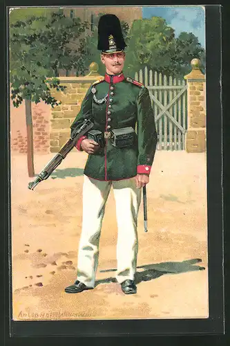 Künstler-AK Anton Hoffmann - München: Sächsischer Soldat in Uniform