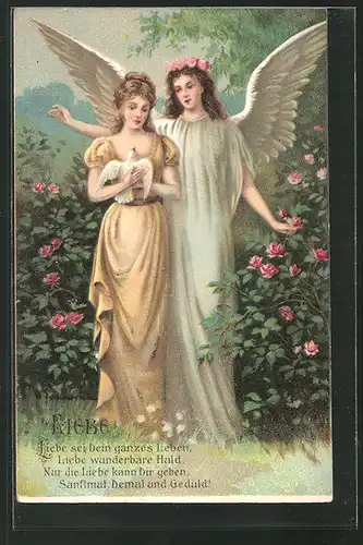 Präge-AK Engel als Allegorie für die Liebe