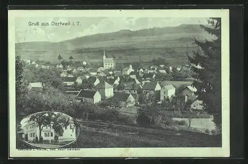 AK Dorfweil i. T., Gasthaus zum Weiltal, Ortsansicht