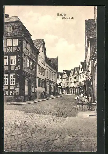 AK Haiger, Oberstadt mit Geschäften und Anwohnern