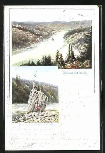 AK Baierbrunn /Isarthal, Der Georgenstein, Fluss
