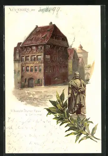 Lithographie Nürnberg, Albrecht Dürer Haus und Denkmal