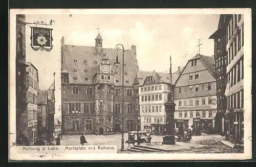 AK Marburg a. L., Marktplatz mit Rathaus